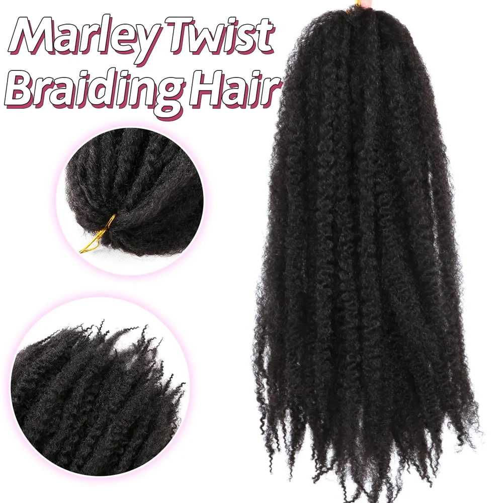 Color: #4, Stretched Length: 18inches, Bulk Buy: 1Pcs/Lot - 18 Inch Synthetic Marley Twist Braiding Hair Afro Kinky Curly Crochet Hair for Faux Locs Long Springy Twist Hair Extensions