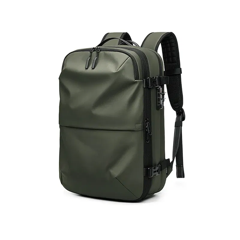 Color: army green - Men Travel Backpack vacuum compression 17 inch Laptop Backpack Business Large Capacity school Backpack Expanded Hiking backpack