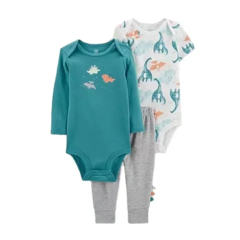 Color: green, Ships From: CHINA, Kid Size: 9M - 3PCS Baby Boy Clothes Autumn Newborn Baby Clothes Bodysuits+Pants Animal Outfit Infant Pajama Pure Cotton Sets 0-24M Jumpsuit