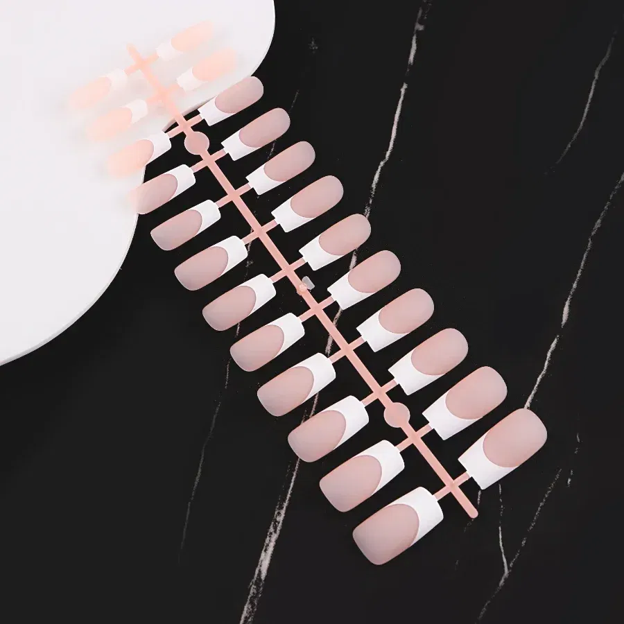 Color: Yellow - 24PCS Square Head Matte False Nails Ballet Detachable Full Cover Artificial Fingernails Frosted Press Glue on Fake Nail Tips