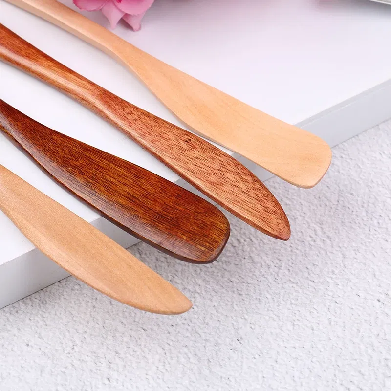 Color: Blue - Wooden Marmalade Knife Mask Butter Knife Cheese Dessert Jam Tabeware Dinner Breakfast Toast Bread Thick Handle Knife Kichen Tool
