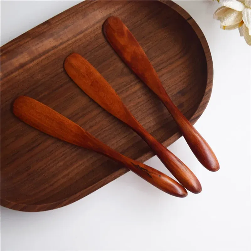 Color: Blue - Wooden Marmalade Knife Mask Butter Knife Cheese Dessert Jam Tabeware Dinner Breakfast Toast Bread Thick Handle Knife Kichen Tool
