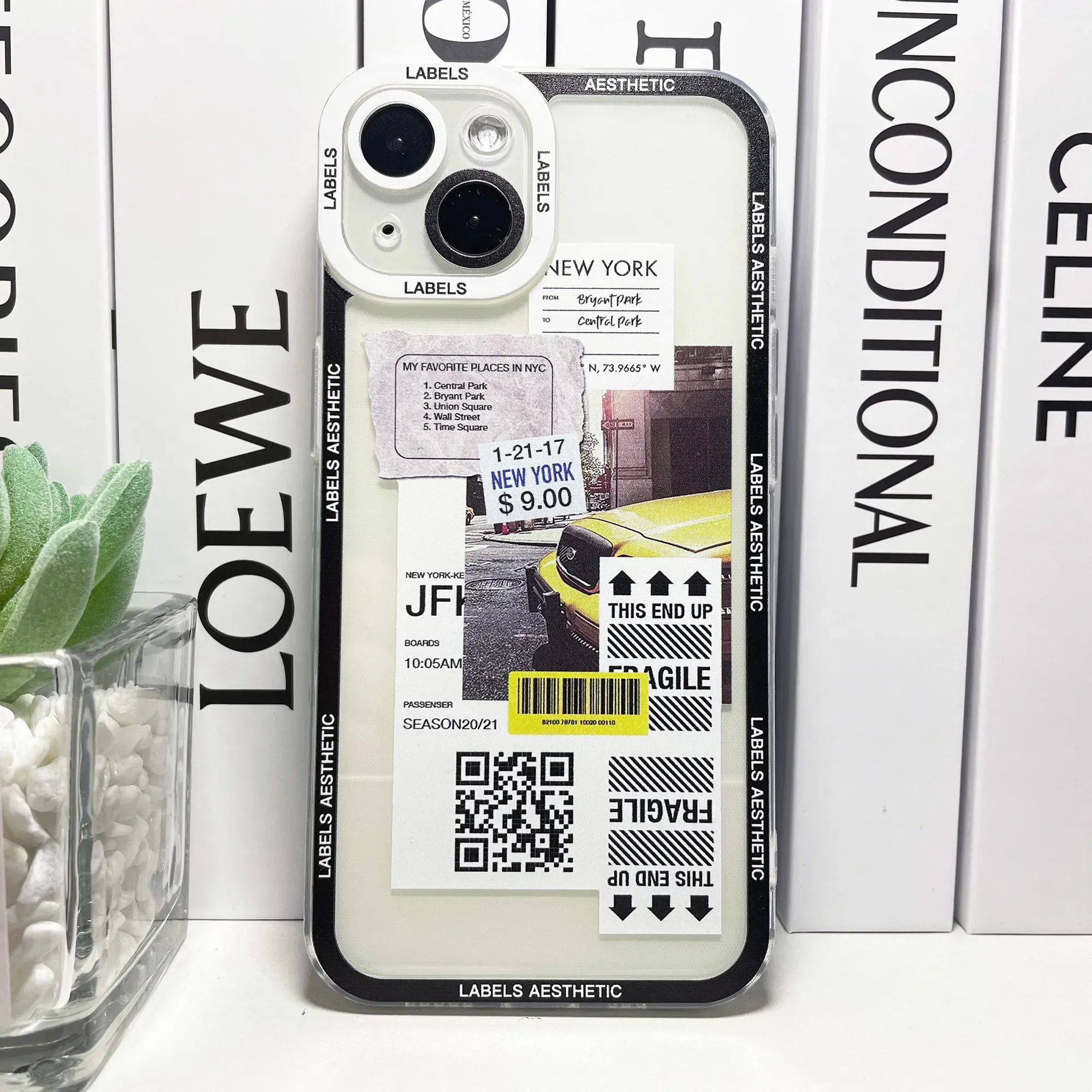 Color: black, Material: Plastic - Mix Labels Aesthetic Stickers Collage Phone Case For iPhone 16 15 14 13 12 11 Pro Max Mini XS X XR SE 7 8 Plus Clear Soft Cover