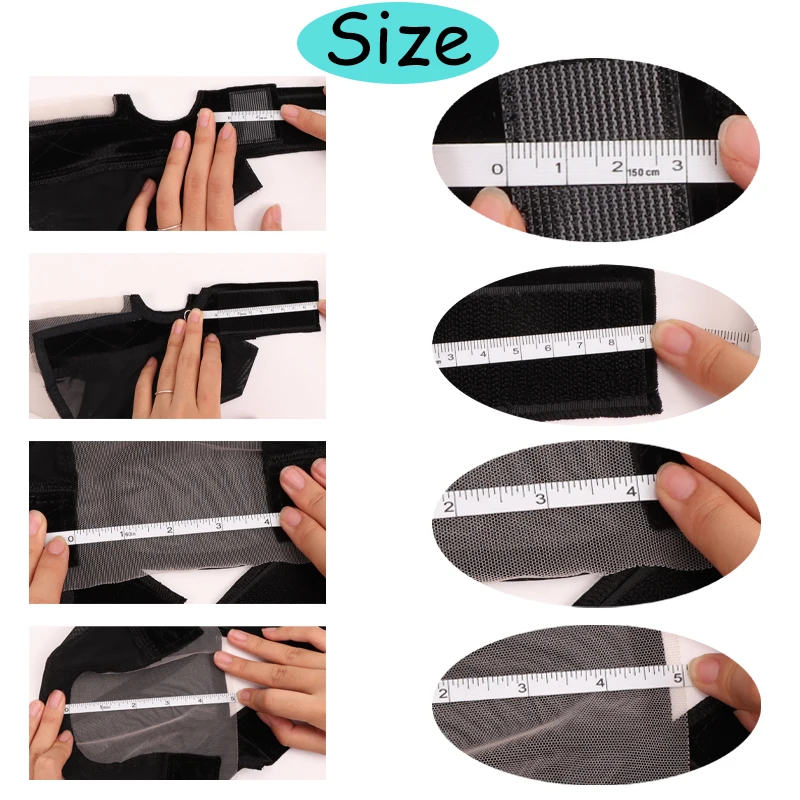 Color: Jet-black - Female Headband Wig Cap Hd Lace Wig Cap For Wig Making U Part Wig Caps With Adjustable Velvet Wig Grip To Wear Wig Nude Hair Net