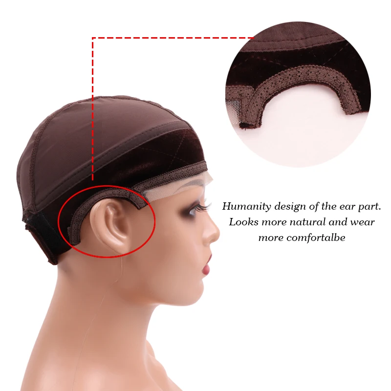 Color: Jet-black - Female Headband Wig Cap Hd Lace Wig Cap For Wig Making U Part Wig Caps With Adjustable Velvet Wig Grip To Wear Wig Nude Hair Net