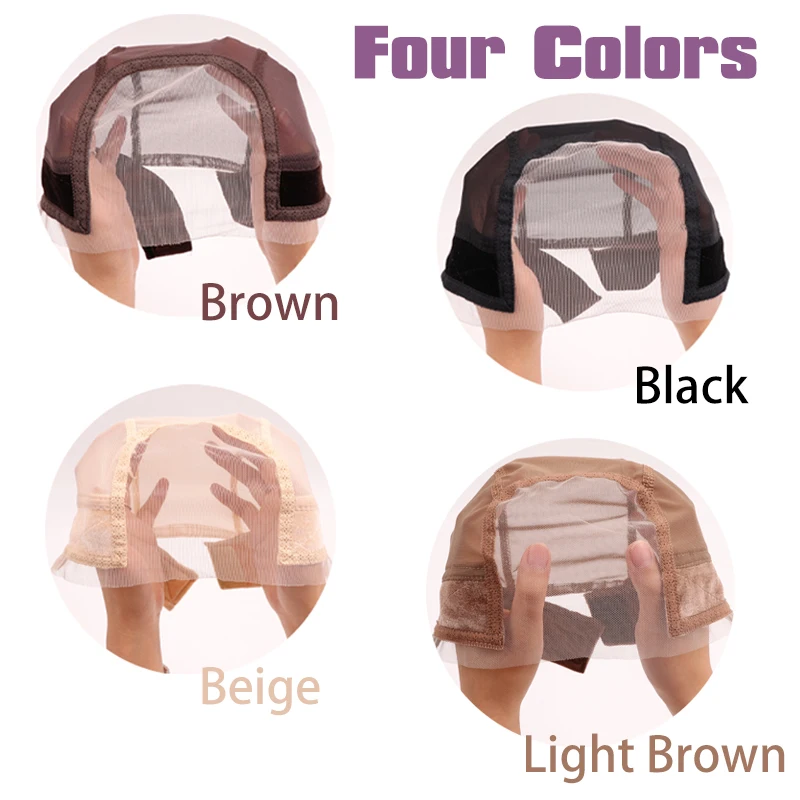 Color: Jet-black - Female Headband Wig Cap Hd Lace Wig Cap For Wig Making U Part Wig Caps With Adjustable Velvet Wig Grip To Wear Wig Nude Hair Net