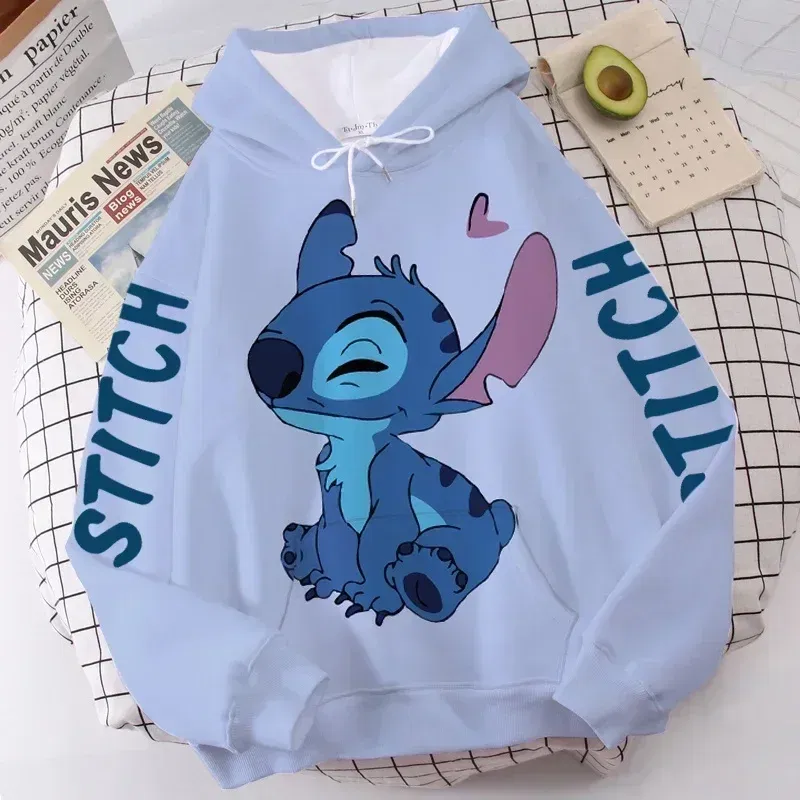 Color: Orange, Size: XXL - Disney Hoodie Fashion Stitch Angel Monster Letter Cartoon Sweatshirt Pullover Cute Harajuku Unisex Women's Pocket Top
