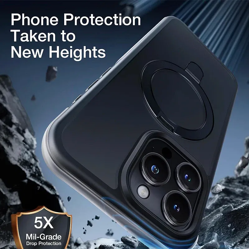 Color: Beige, Material: tpu - Magnetic Phone Case with Ring Stand for Wireless Charging iPhone 15 Pro Max 14 Plus 13 12 11 Translucent Cases Matte Slim Cov