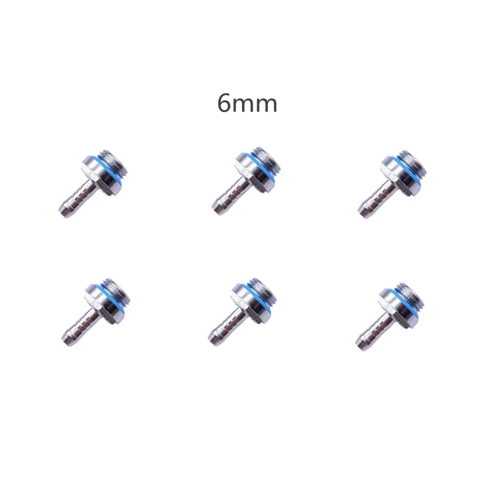 Color: Blue - 6pcs PC Water Cooling Barb Fitting Two-Touch Fitting G1/4 Thread Barb Connector for Computer Cooling System 4/6/7.2/9/11/14mm