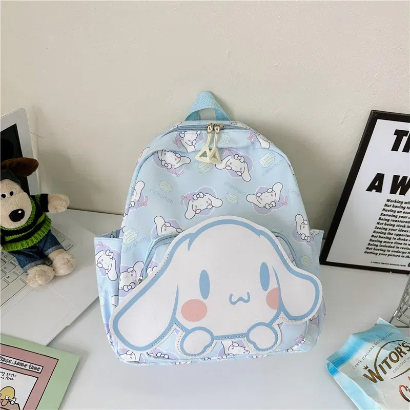 Color: Blue, Size: 16 inches - Sanrioed Anime Hello Kitty Cinnamoroll My Melody Kuromi Cute Kid Backpack Kawaii Cartoon Leather Mini School Bag Holiday Gift
