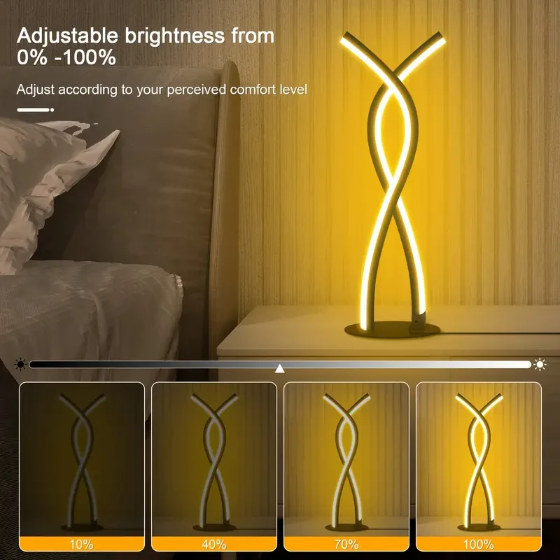 1pc LED Spiral Artistic Table Lamp - RGB Atmosphere Light with Adjustable Brightness