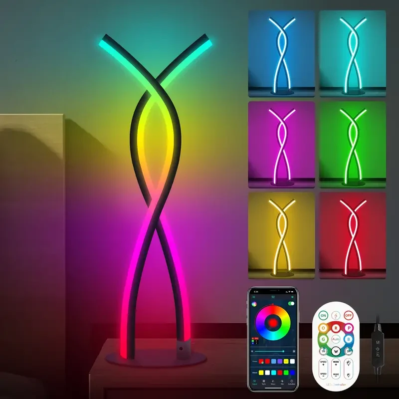 1pc LED Spiral Artistic Table Lamp - RGB Atmosphere Light with Adjustable Brightness