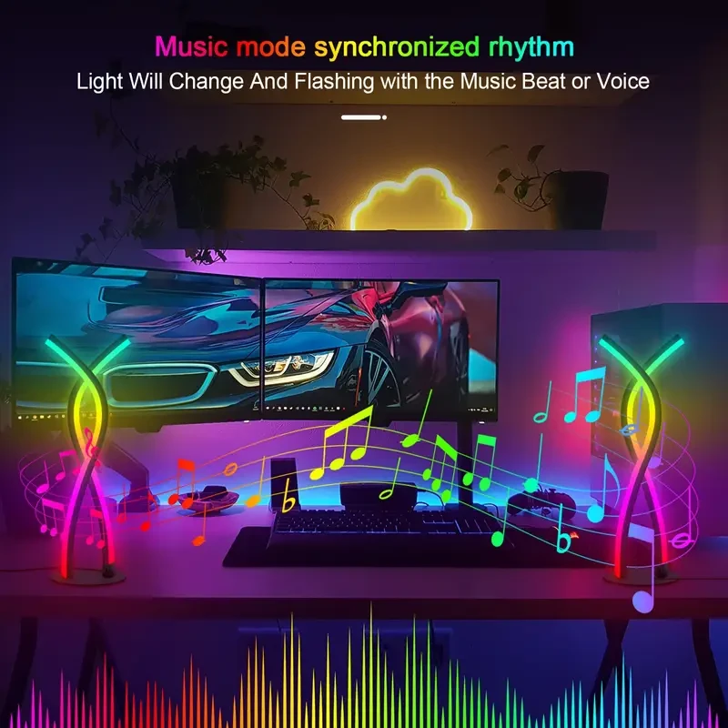 1pc LED Spiral Artistic Table Lamp - RGB Atmosphere Light with Adjustable Brightness