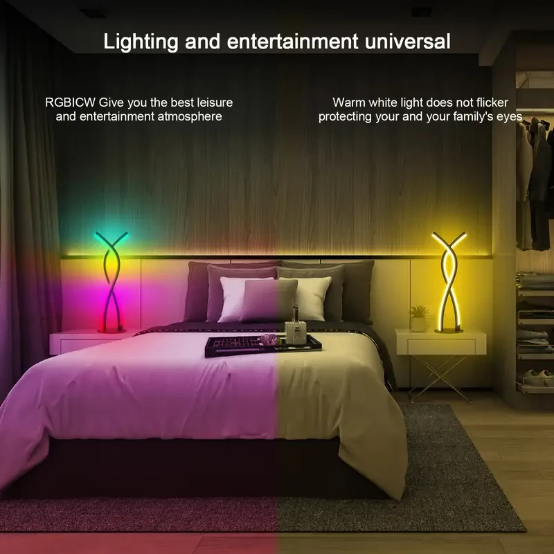 1pc LED Spiral Artistic Table Lamp - RGB Atmosphere Light with Adjustable Brightness