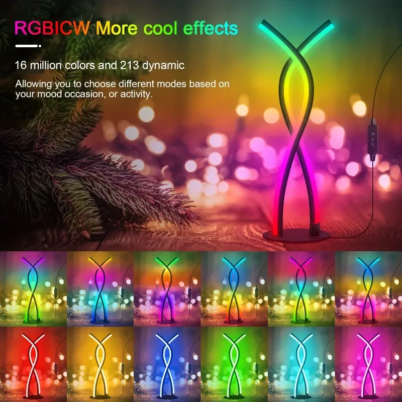 1pc LED Spiral Artistic Table Lamp - RGB Atmosphere Light with Adjustable Brightness