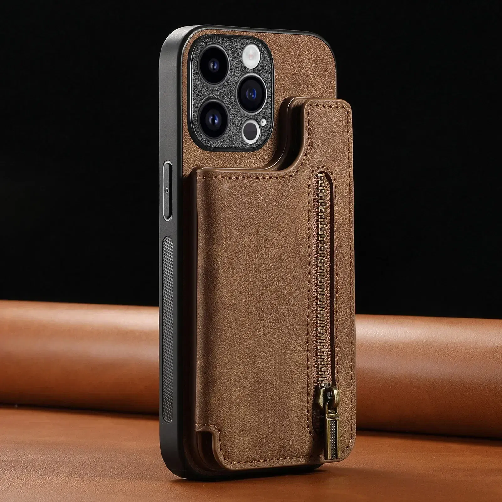 Color: Clear, Material: Acrylic - Leather Zipper Wallet with Card Holder Phone Case for IPhone 15 14 11 Pro Max 13 12 Mini X XR XS Max 8 7 Plus Shockproof Cover