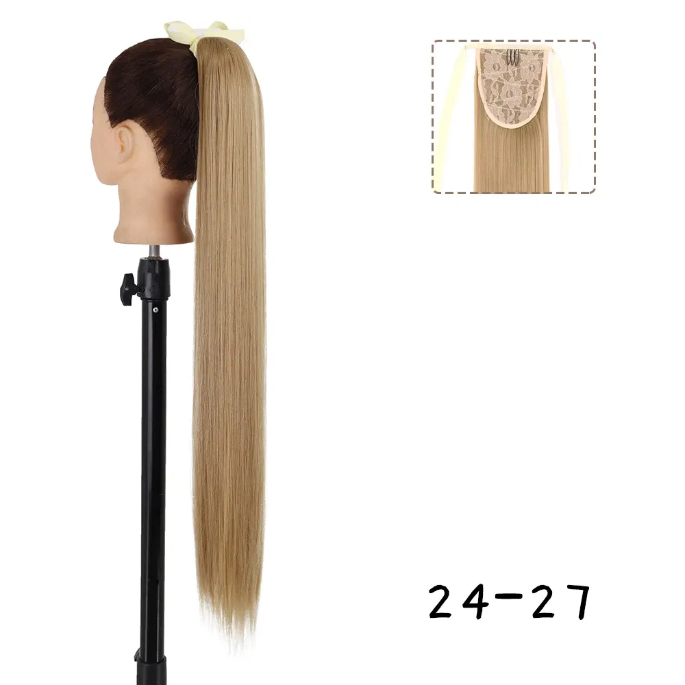 Color: #8, Stretched Length: 22inches - AZQUEEN Straight Synthetic Hairpiece With Ponytail 85cm Super Long Wrap Around Clip In Hair Extensions Pony Tail For Daily Wear