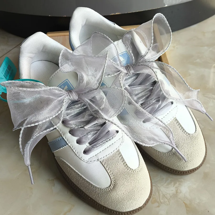 Color: Gold, Length: 100cm - 4cm Wide Festoon Fishtail Organza Shoelaces Wave Chiffen Fall Winer Bow Laces Beauty White Casual Sneaker DE Training Shoes Lace