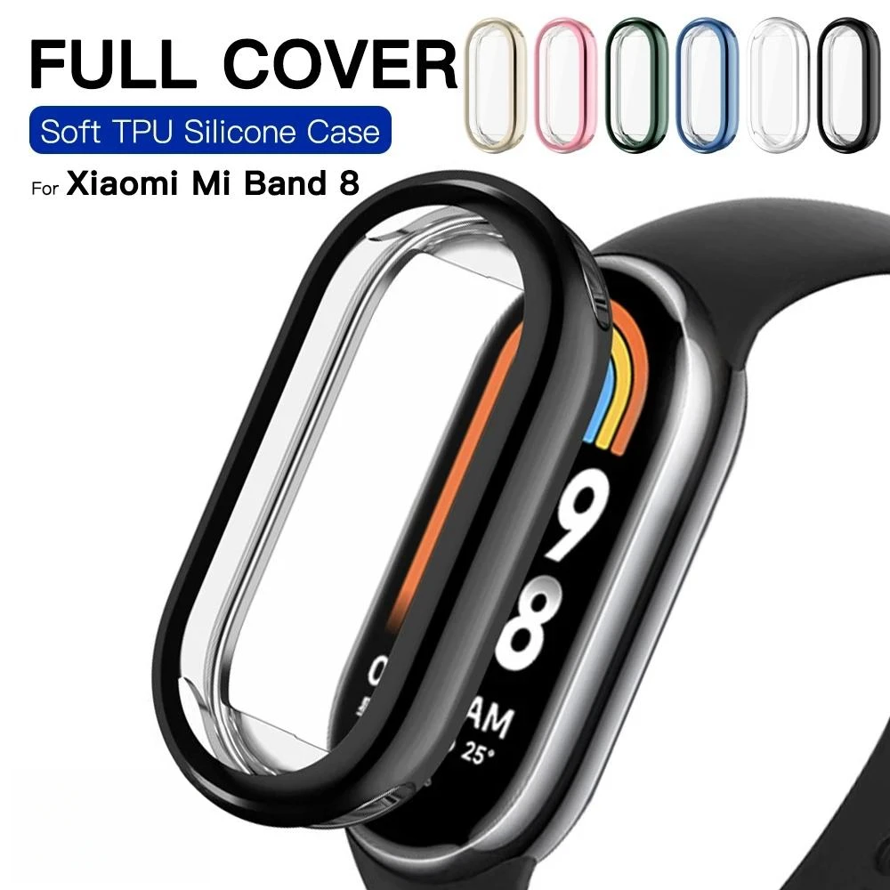 Color: multi - Protective Case For Xiaomi Mi Band 8 Screen Protector Full Cover XioMi Band8 Soft TPU Cover