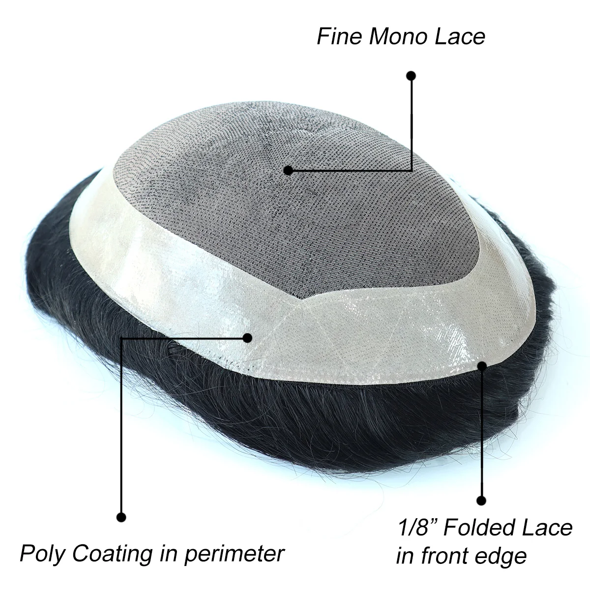 Toupee Color: 1b#, Toupee Density: 130%, Length: 6 inches, Ships From: CN, Toupee Size: 6x9, Toupee Design: free - Hywel 6 Inches Fine Mono Men Toupee Hair Men's Capillary Prosthesis Men's Wigs Replacement System Hair Natural Black Hair Units
