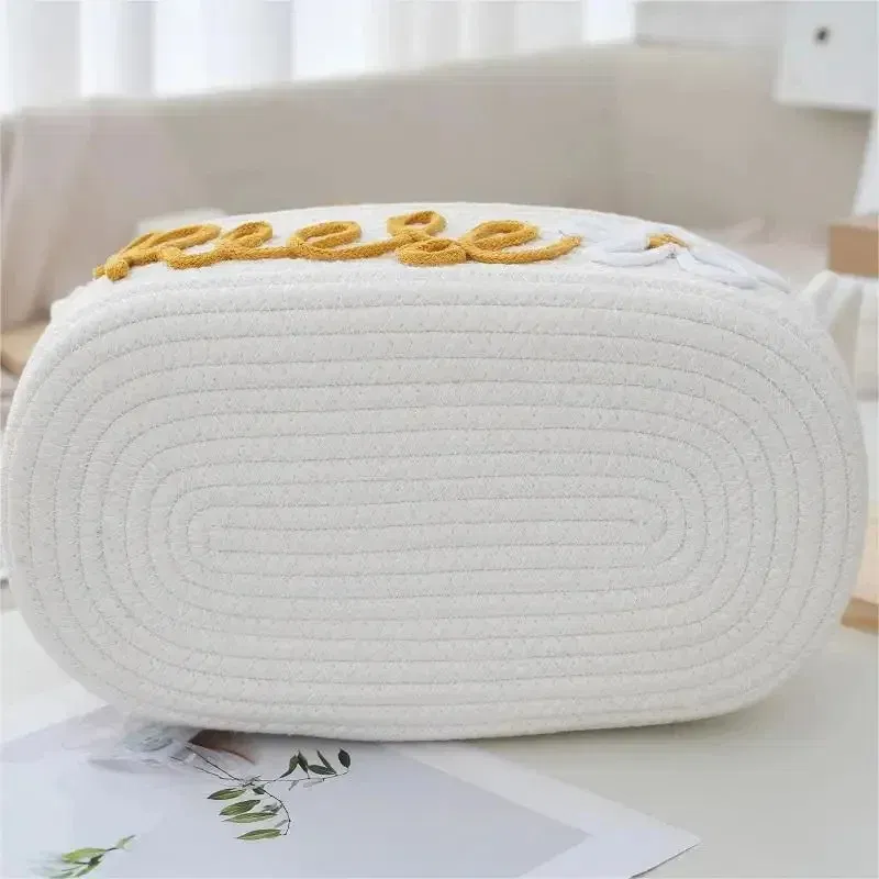 Color: Red - Personalized Diaper Basket Personalized Baby Shower Basket Cotton Rope Clothes Storage Basket Rope Cotton Toy Storage Basket