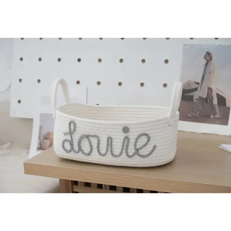 Color: Red - Personalized Diaper Basket Personalized Baby Shower Basket Cotton Rope Clothes Storage Basket Rope Cotton Toy Storage Basket