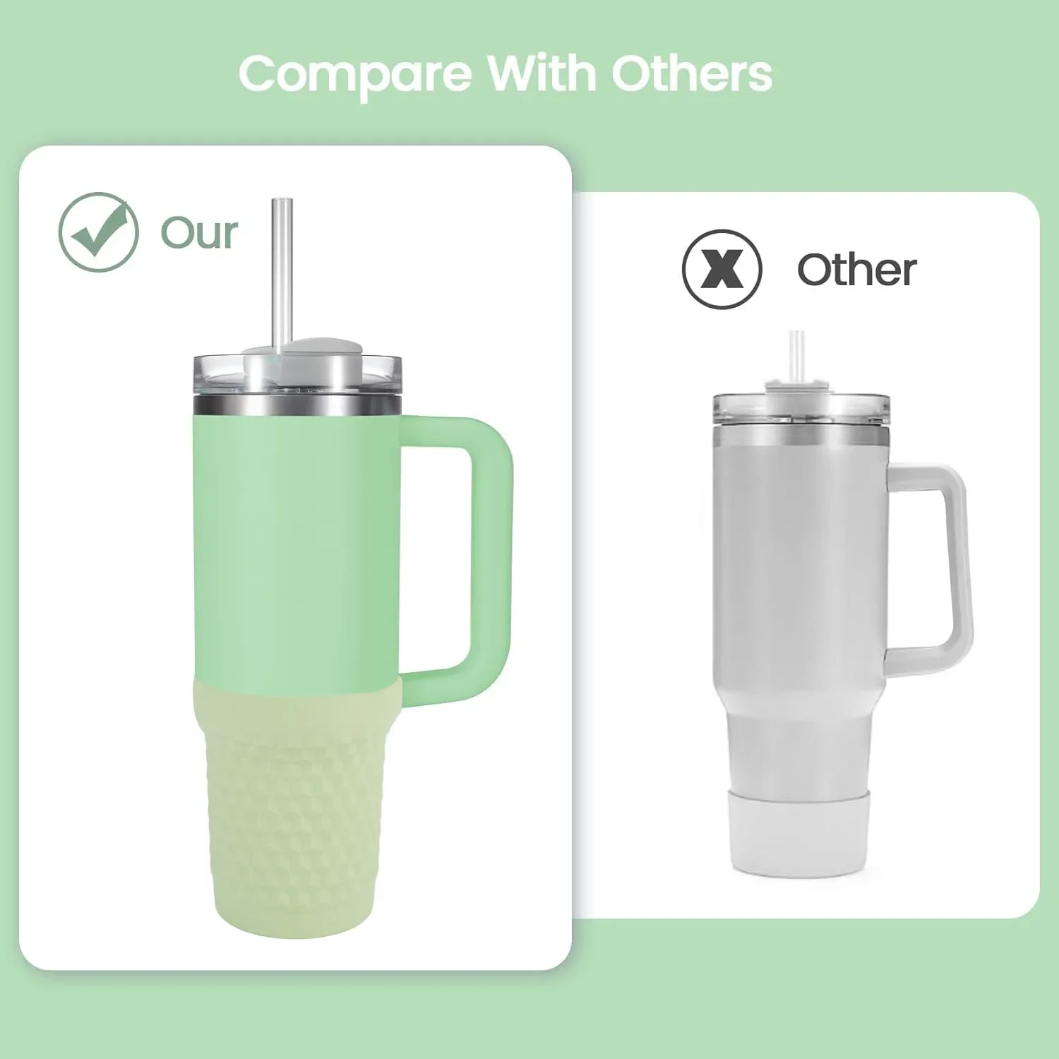Color: Dull - Silicone Boot for Stanley Quencher H2.0 FlowState Tumbler 40oz  Cup Bottom Protector Sleeve