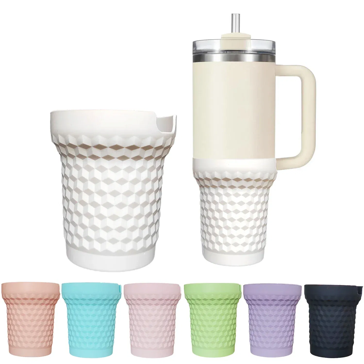 Color: Dull - Silicone Boot for Stanley Quencher H2.0 FlowState Tumbler 40oz  Cup Bottom Protector Sleeve