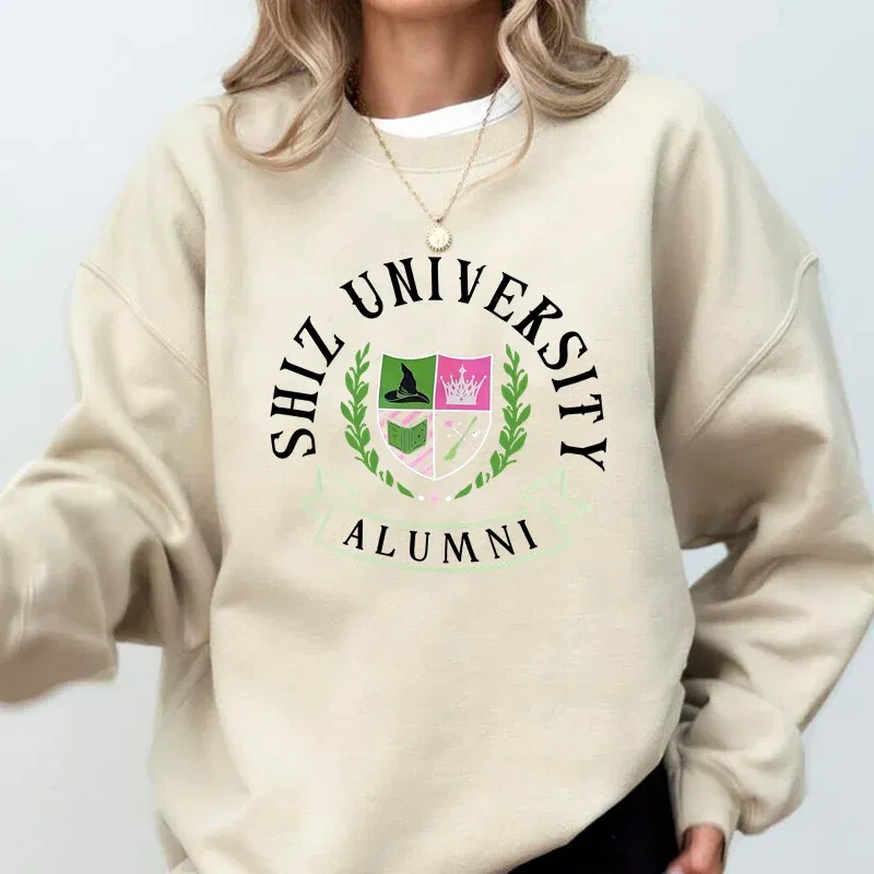 Color: WHITE, Size: M - Individual Wicked Alumni Sweatshirt Woman Clothing Harajuku Pullover Streetwear Autumn Long Sleeve Women's Clothing Hoodies