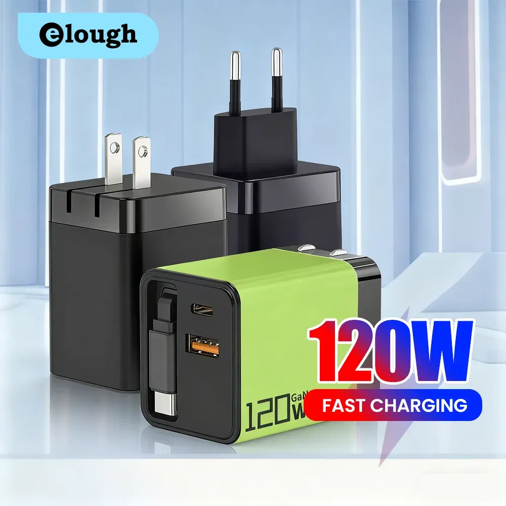 Plug Type: KR - 120W Super Fast Charge Type C USB Phone Charger With Telescopic Retractable USB C Cable For Iphone 16 15 Samsung Laptop