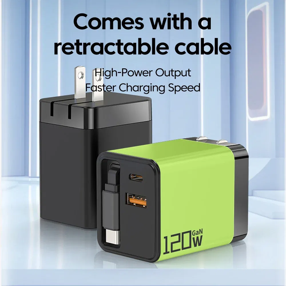 Plug Type: KR - 120W Super Fast Charge Type C USB Phone Charger With Telescopic Retractable USB C Cable For Iphone 16 15 Samsung Laptop