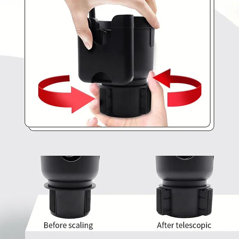 BLALION Upgraded Car Cup Holder Expander Multifunction 3 In 1 Phone Mount Stand with Adjustable Rotatable Base Car Storage Clip