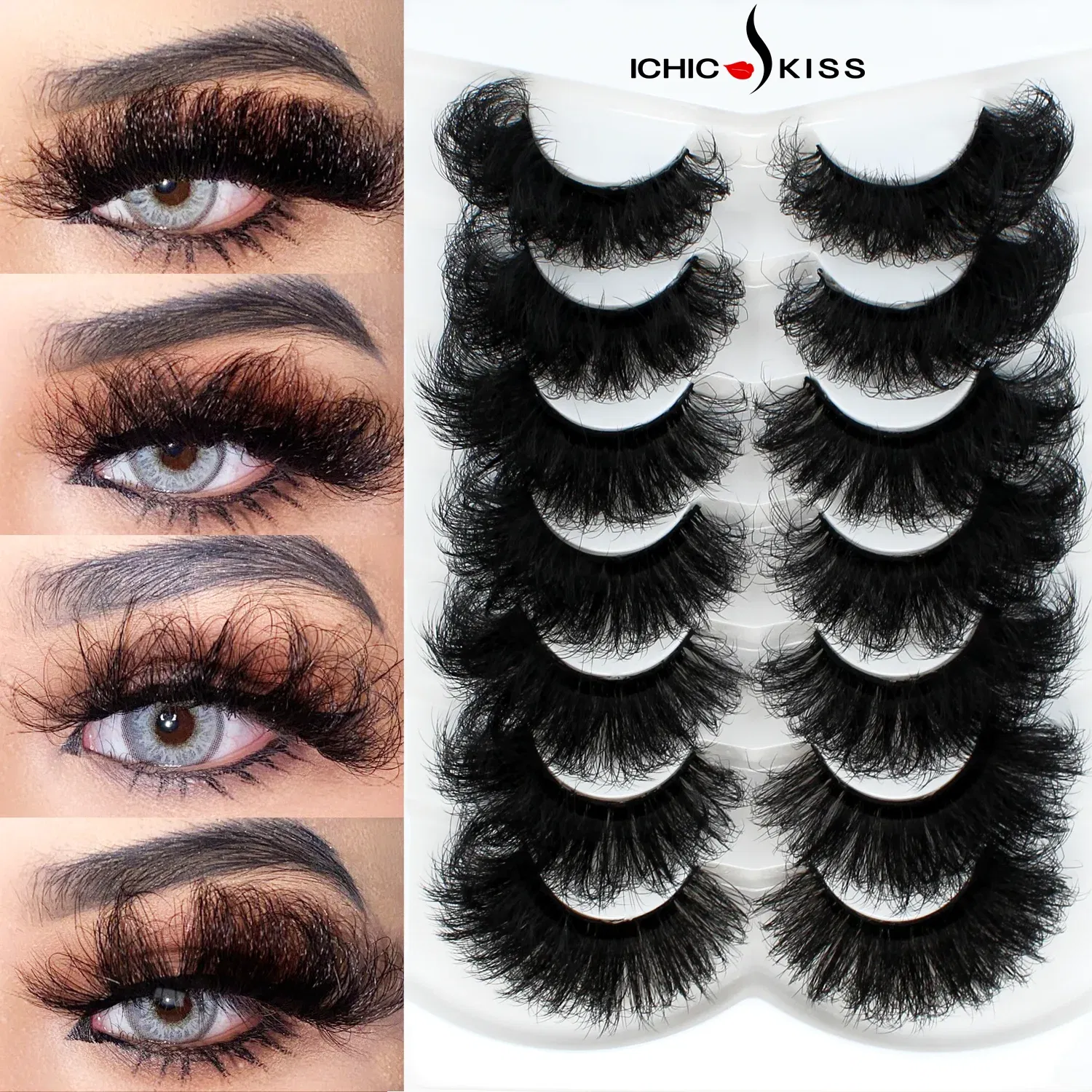 Color: silver, Ships From: CN - 7 Pairs Fluffy False Eyelashes, Naturally Soft & Thick 9D Faux Mink Eyelashes , Enhance Eye Makeup