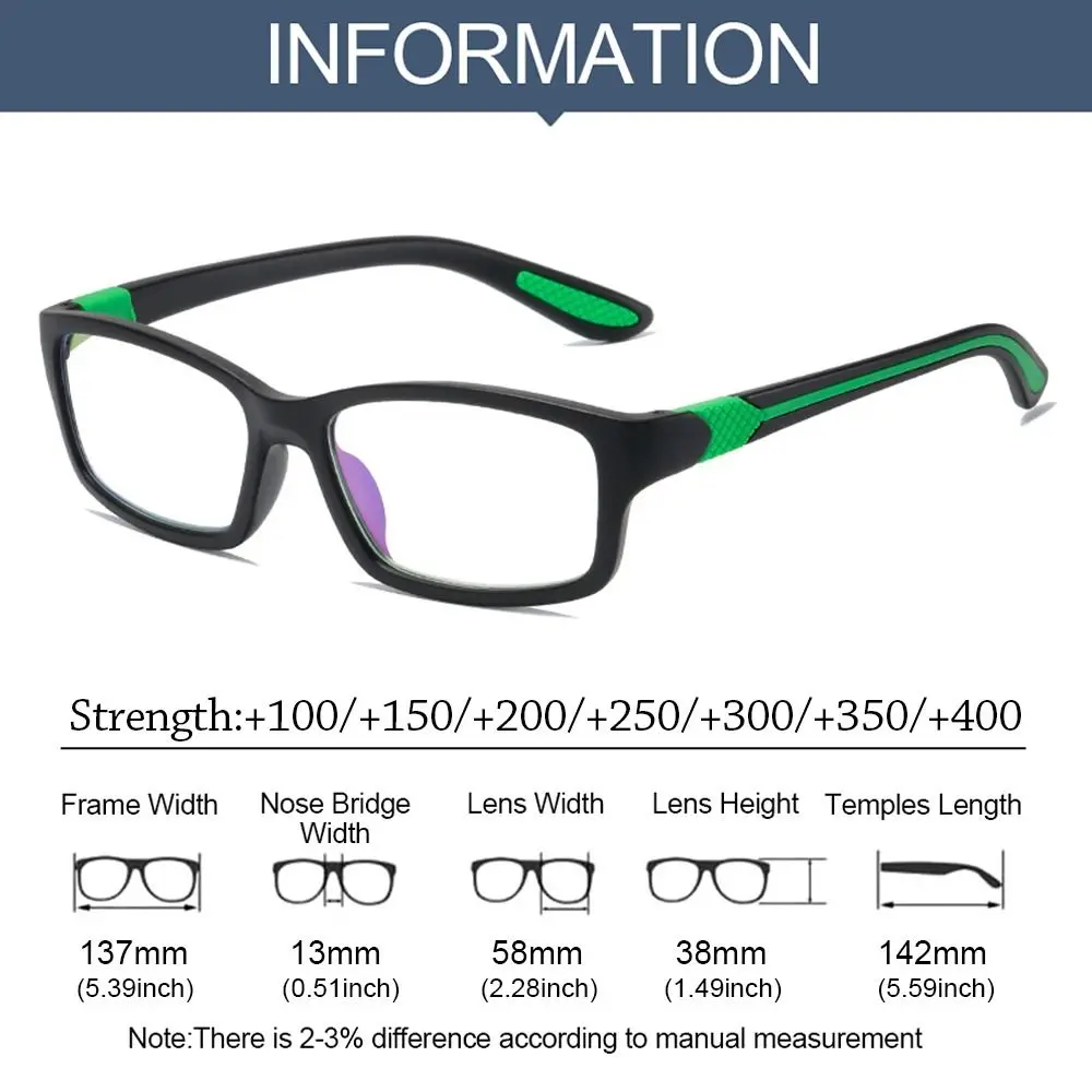 Frame Color: WHITE, Eye Prescription: +50 - Reading Glasses Men Fashion Sports Anti-blue Light Blocking Reading Eyewear Grey Red TR90 Frame Presbyopia Eyeglasses