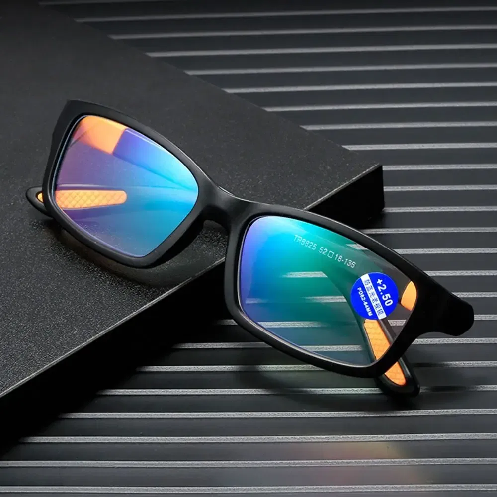 Frame Color: WHITE, Eye Prescription: +50 - Reading Glasses Men Fashion Sports Anti-blue Light Blocking Reading Eyewear Grey Red TR90 Frame Presbyopia Eyeglasses