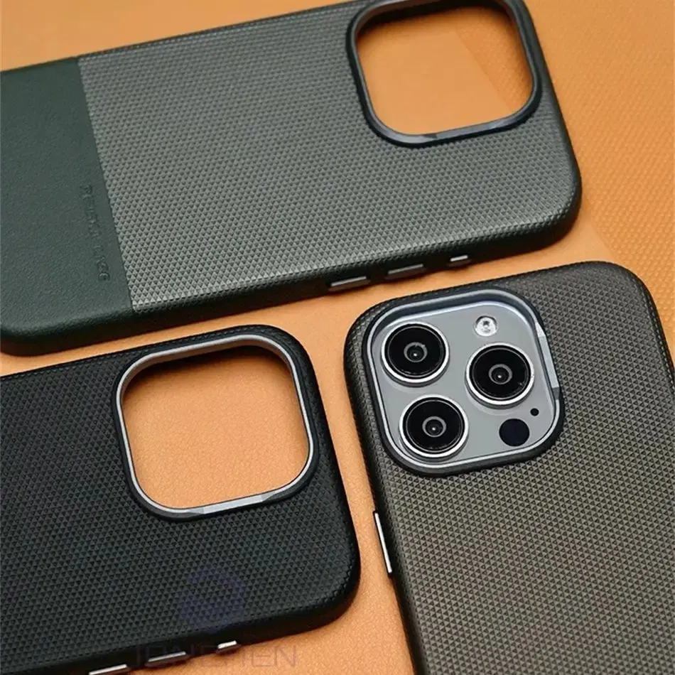 Color: Blue, Material: Plastic - Business Hit Color Relief Leather Case For iPhone 16 15 14 13 Pro Max For Magsafe Magnetic Wireless Charge Alloy Len Cover Bag