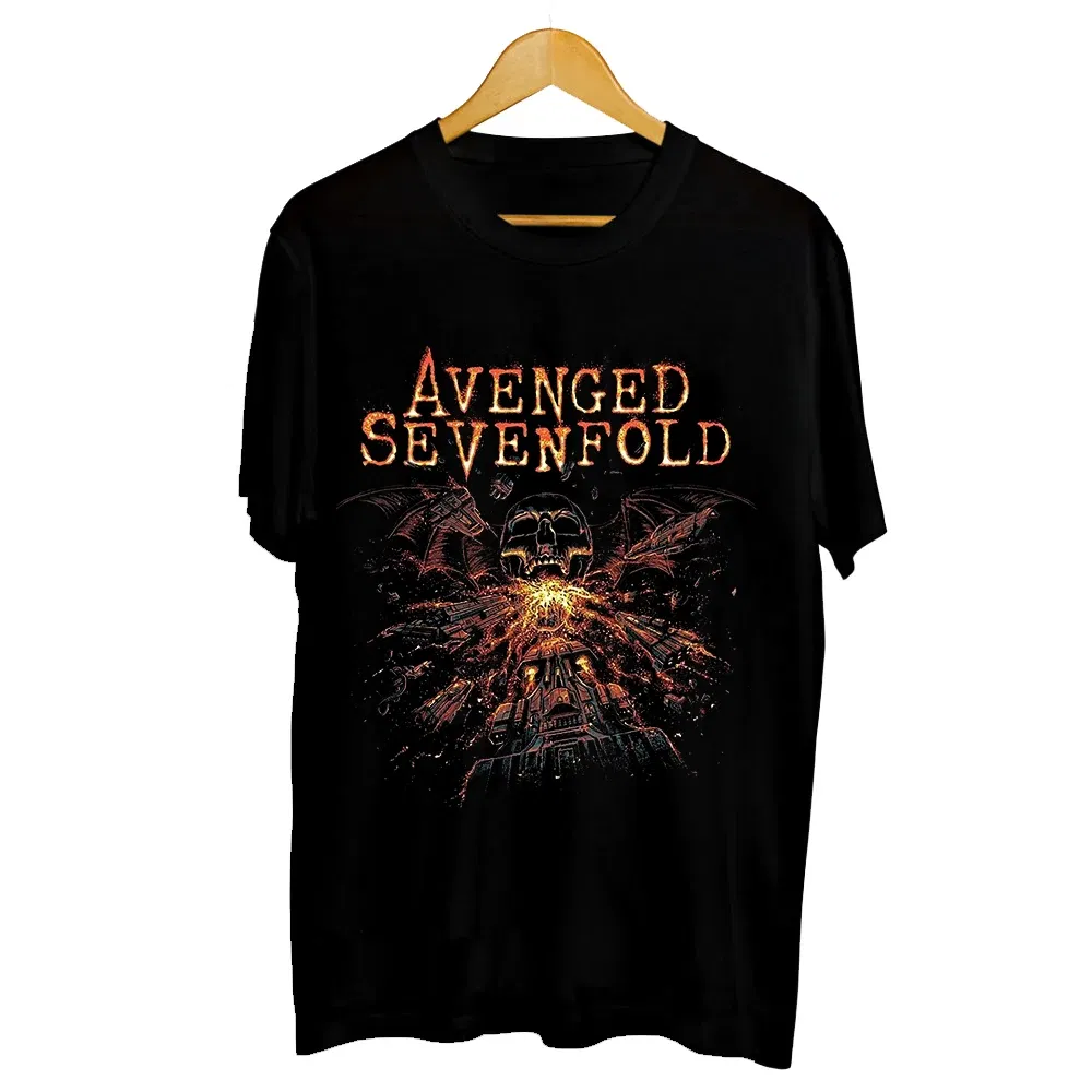 Color: black, Size: S - Men Clothes Round Neck T-shirt  Heavy Metal Band Rock Cotton Breathable Print Womens Plus Size Tees