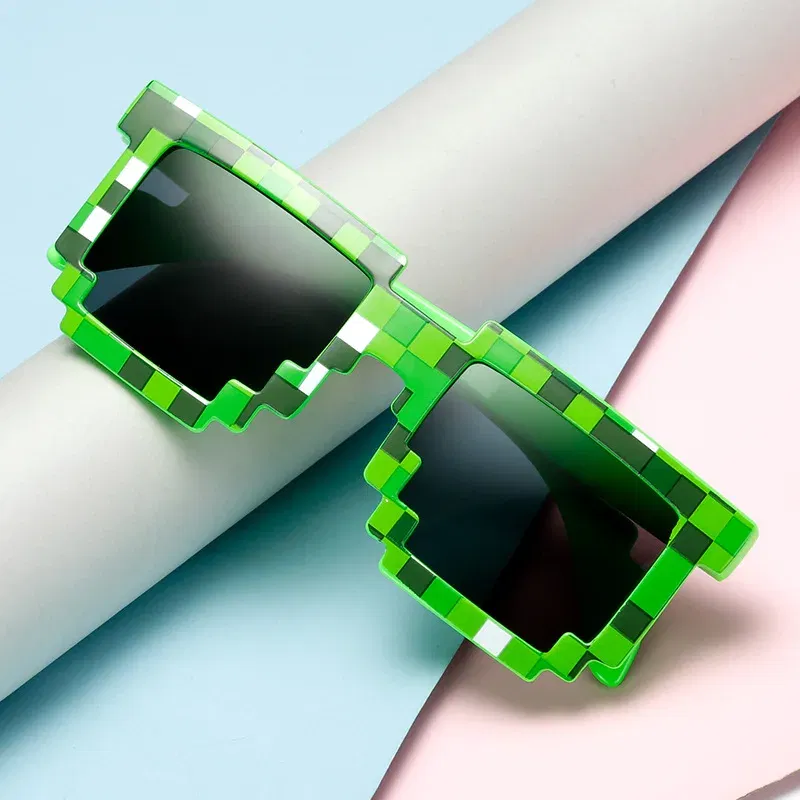Lenses Color: PURPLE - 2021 New fashion Sun Glasses Hot Sale Sunglasses Creeper Glasses Novelty Mosaic Funny Goggles Boys Girls Pixel Eyewear