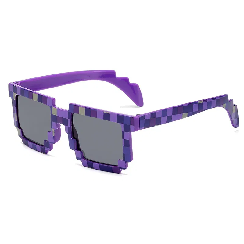 Lenses Color: PURPLE - 2021 New fashion Sun Glasses Hot Sale Sunglasses Creeper Glasses Novelty Mosaic Funny Goggles Boys Girls Pixel Eyewear