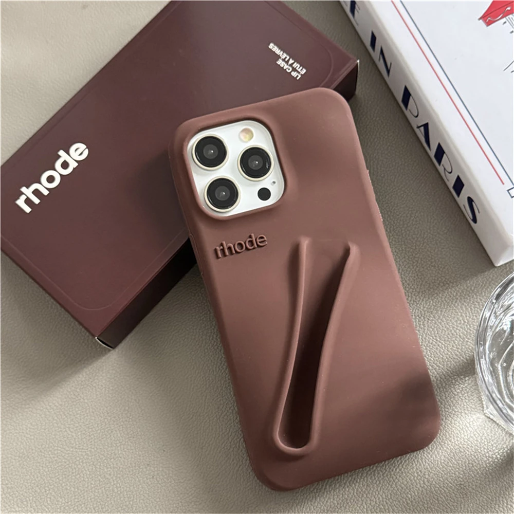 Color: PURPLE, Compatible-Phone Models: For iPhone 13 - New Rhode Lipstick Soft Silicone Phone Case for iPhone 16 15 14 13 12 11 Pro Max Plus Portable Lip Gloss Holder Cover with Box