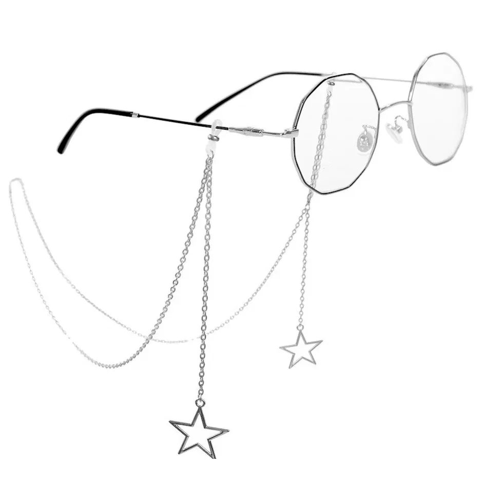 Color: Dark Grey - New Fashion Women Eyeglass Chain Hollow Star Pearl Beaded Sunglasses Reading Glasses Lanyard Eyewear Holder Neck Strap Rope