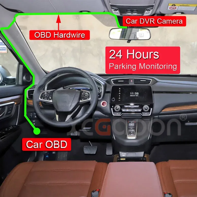 Color Name: Green - XCGaoon 24Hours Car OBD Hardwire Kit With Mini Mico USB Port 5V 3A Charging Cable For XiaoMi 70Mai YI 360 Dash Cam DVR