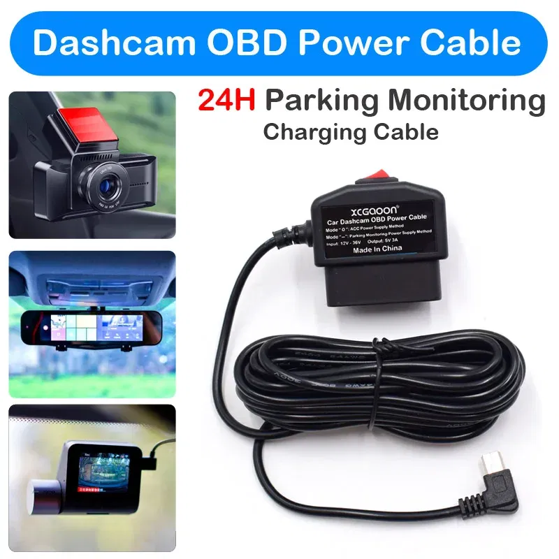Color Name: Green - XCGaoon 24Hours Car OBD Hardwire Kit With Mini Mico USB Port 5V 3A Charging Cable For XiaoMi 70Mai YI 360 Dash Cam DVR