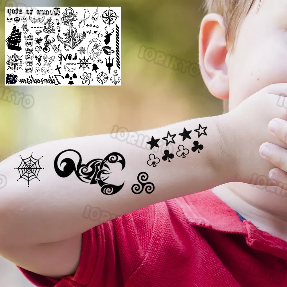 Color: Chocolate - Funny Whale Tree Temporary Tattoo For Child Boy Face Neck Girls Son Daughter Fake Moon Tattoos Sticker Cartoon Transfer Tatoos