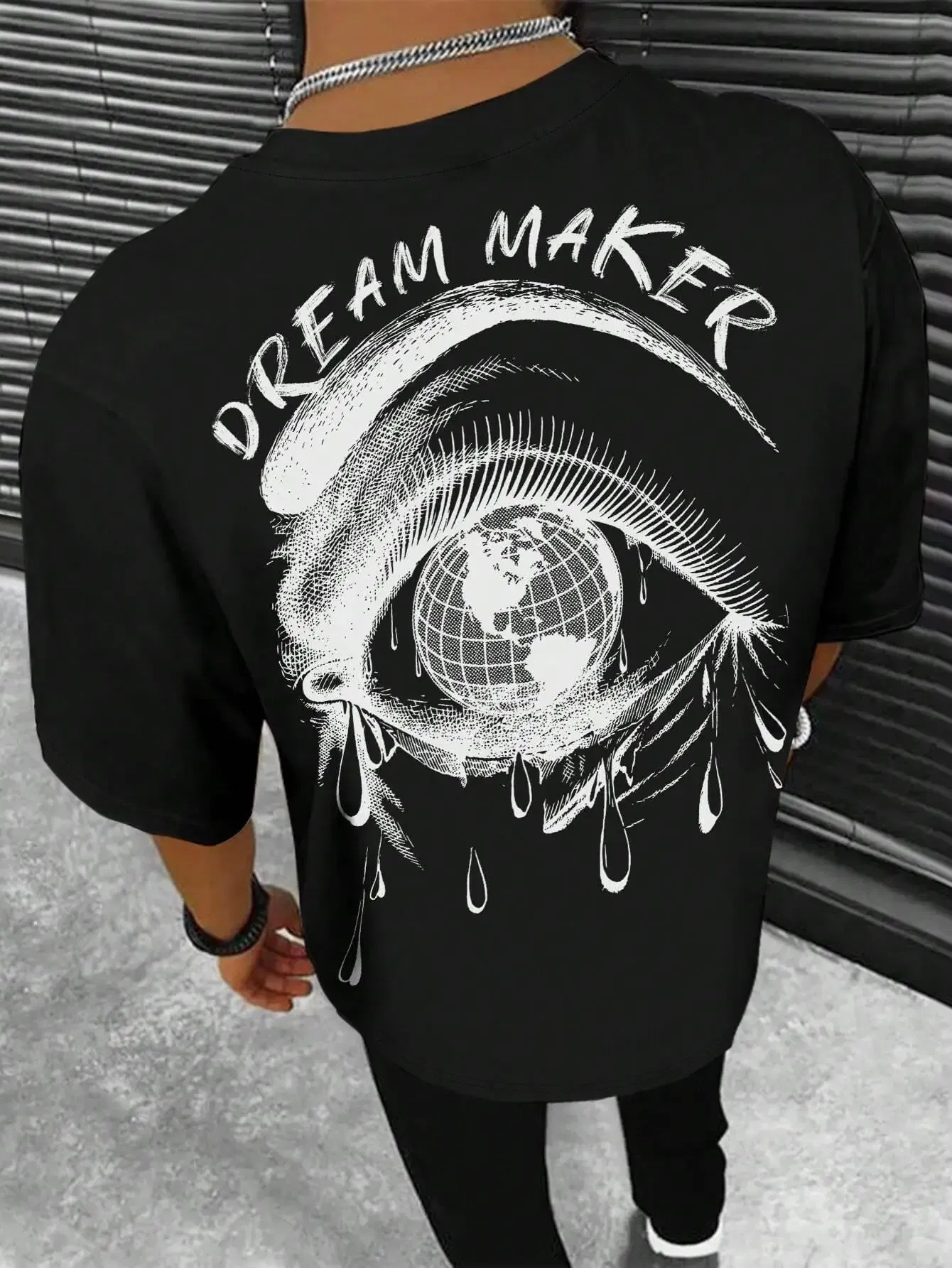 Color: Brown, Size: M - Dream Maker Tearful Earth Printing T-Shirt Men Clothes Summer Loose Tee Cotton Casual Street Tshirt Hip Hop Oversize T Shirts