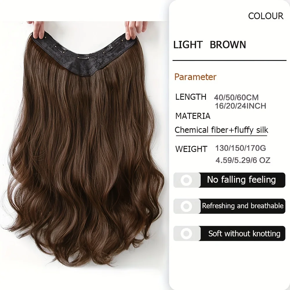 Color: T1B/613, Stretched Length: 20inches - Synthetic Long Wavy U-shaped Clip In Hair Extensions 16Inch/20Inch/24inch Clip On Hair Extensions For Women Hair Accessories