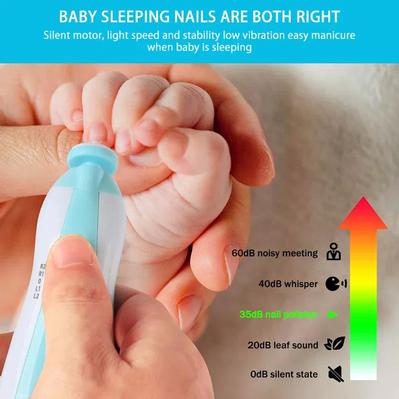 Color: Pink - MAMIJOY Electric baby Nail clipper LED Light Baby Nail Trimmer Baby Care Set 4-speed speed Adjustment With Low Noise