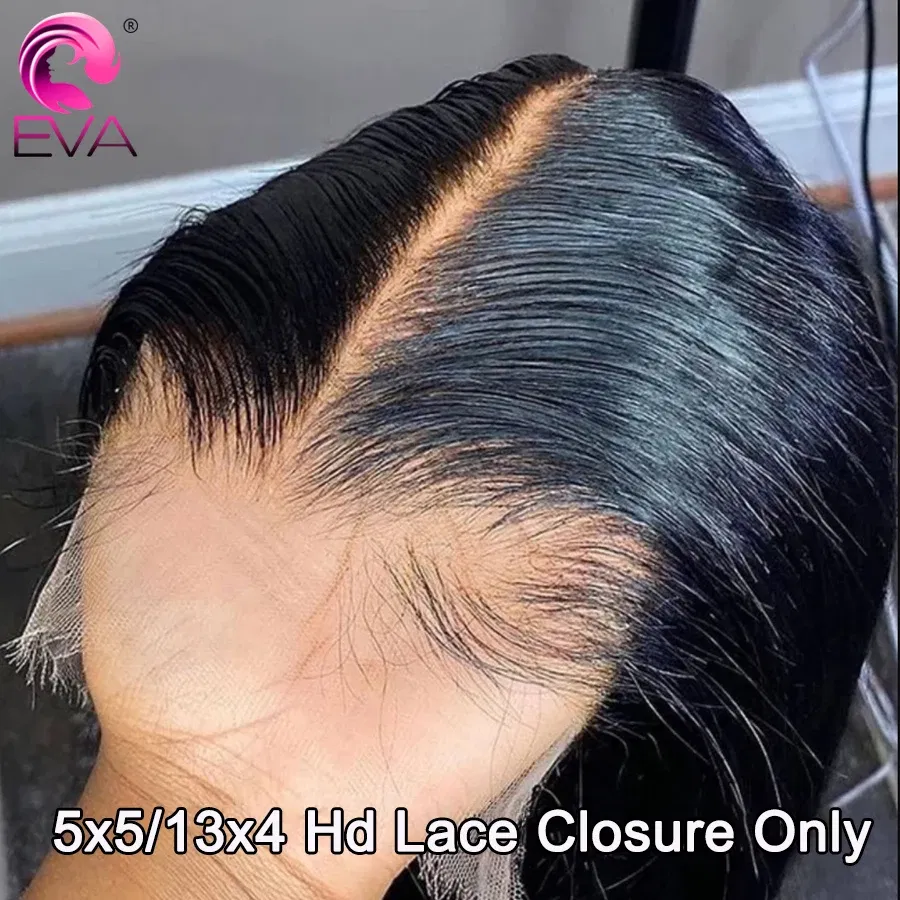 Color: #2, Material Grade: Remy Hair, Stretched Length: 16inches - Eva 5x5 Hd Lace Closure Straight 13x4 Lace Frontal Closure Hand Tied Human Hair Closures Free Part Hd Lace Closure Pre Plucked
