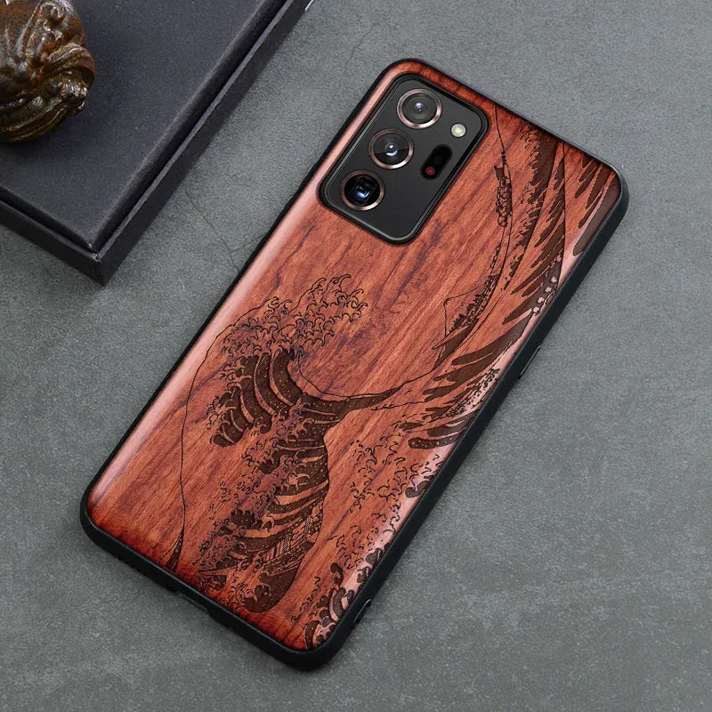 Color: Orange, Material: plastic - Natural Wood Wooden TPU Case For Samsung Galaxy Note 20 Ultra S24 S23 S21 Ultra S20 FE S10 Plus Case Cover Phone Shell Skin Bag
