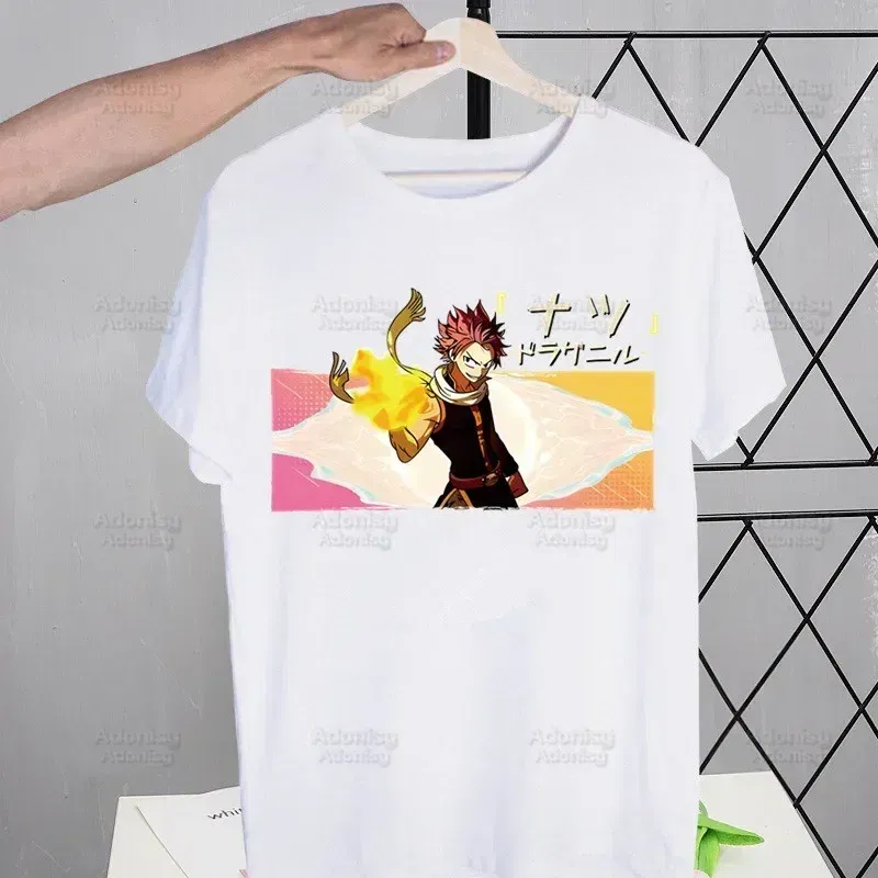 Color: Lavender, Size: L - Anime Fairy Tail Cartoon Natsu Erza Gray Lucy T-shirts Summer Men/Women Hip Hop Tshirt Streetwear t shirts Short Sleeve Tops